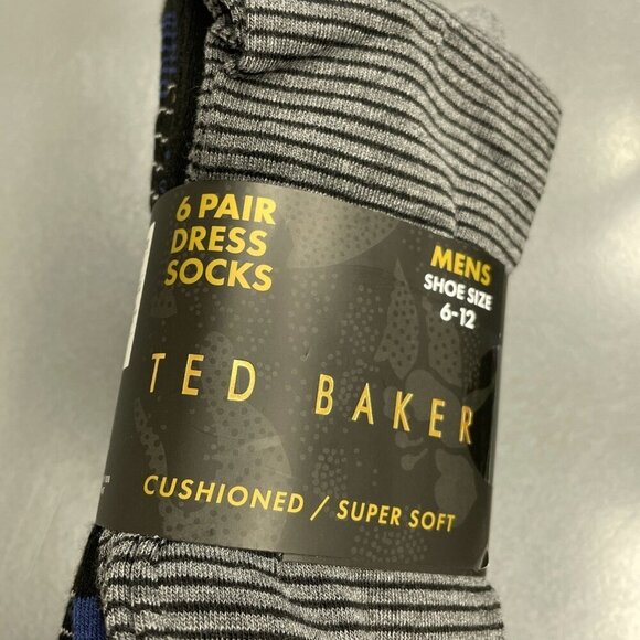 NEW Ted Baker 6 Pair Men's Size 6-12 Dress Socks Shoe Cushioned Rayon Blend - Picture 2 of 6